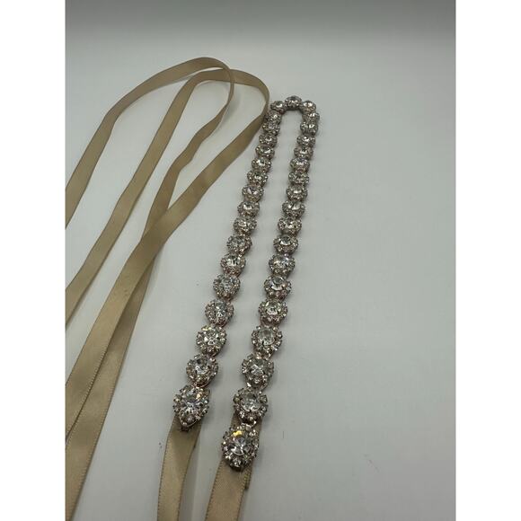 Rhinestone Bridal Sash with Satin Ribbon - Picture 3 of 4